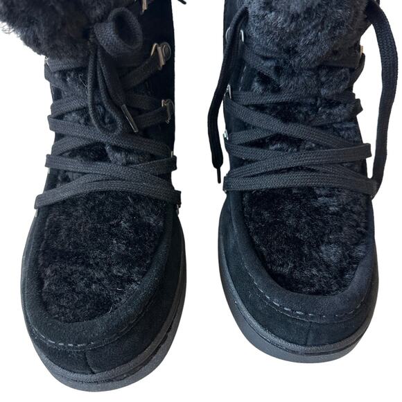 Zodiac Boots Pierson Black Suede Leather Hiking Boot Faux Fur Women's Size 6M - Picture 6 of 11